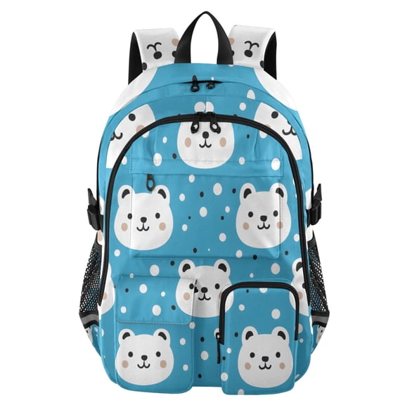 DIXRUYEE Arctic Bear Polka Dot Pattern Backpack for School 14”Laptop Compatible with Reflective Safety Strips