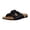 Black Leather, variant on Women's Elara Slide Sandal, Cream Stripe Canvas, 8.5, Medium