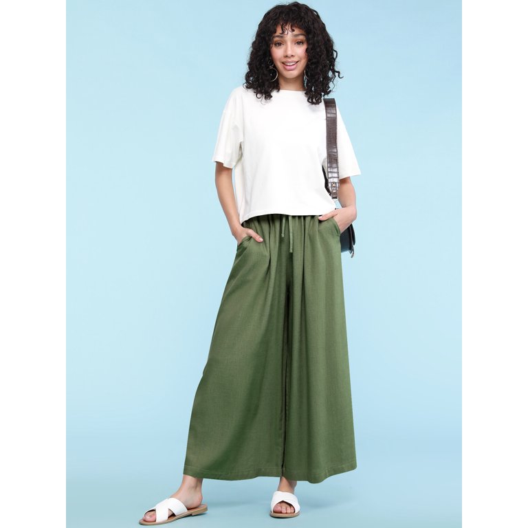 Washed Linen Wide Leg Pants