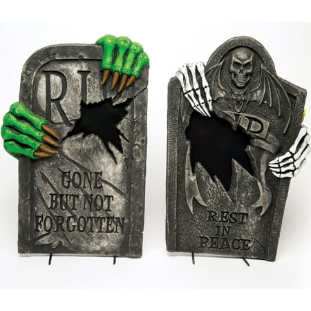 Monster Graveyard RIP Light-up Halloween Prop Decor Tombstone, 22