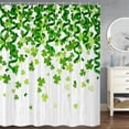 thumbnail image 5 of St. Patrick''s Day Clover Shower Curtain, Green Clover Shamrock Irish Shamrock Bathroom Set, Fabric Shower Curtain Set with Hooks, 70 in, 5 of 6