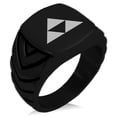 thumbnail image 1 of Stainless Steel Houjou Samurai Crest Chevron Pattern Biker Style Polished Ring, 1 of 1