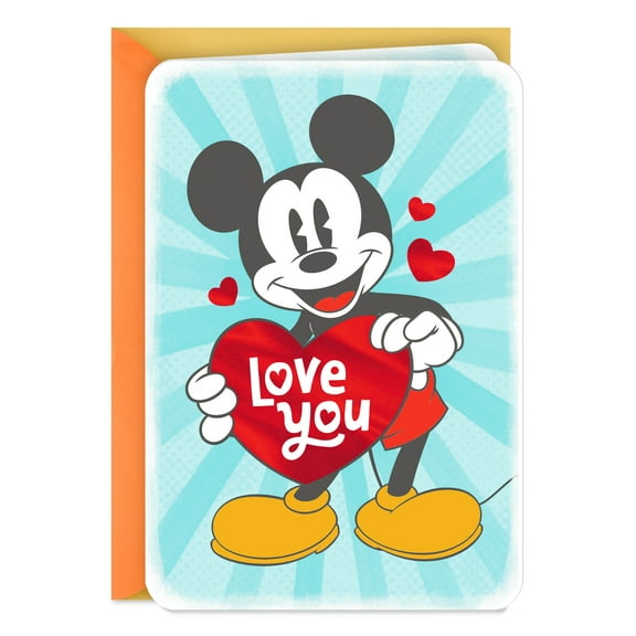 Hallmark Just Because Disney Mickey Mouse Love Card (You Make My Heart Happy)