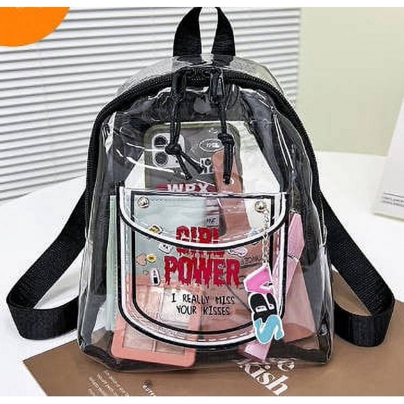 Donemore School Season PVC Clear Backpack for Women, Candy Colored School Bag, Large Capacity Transparent Backpack