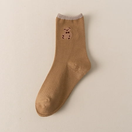 

1pair Bear Pattern Short Crew Socks Cute Cotton Casual Active Socks