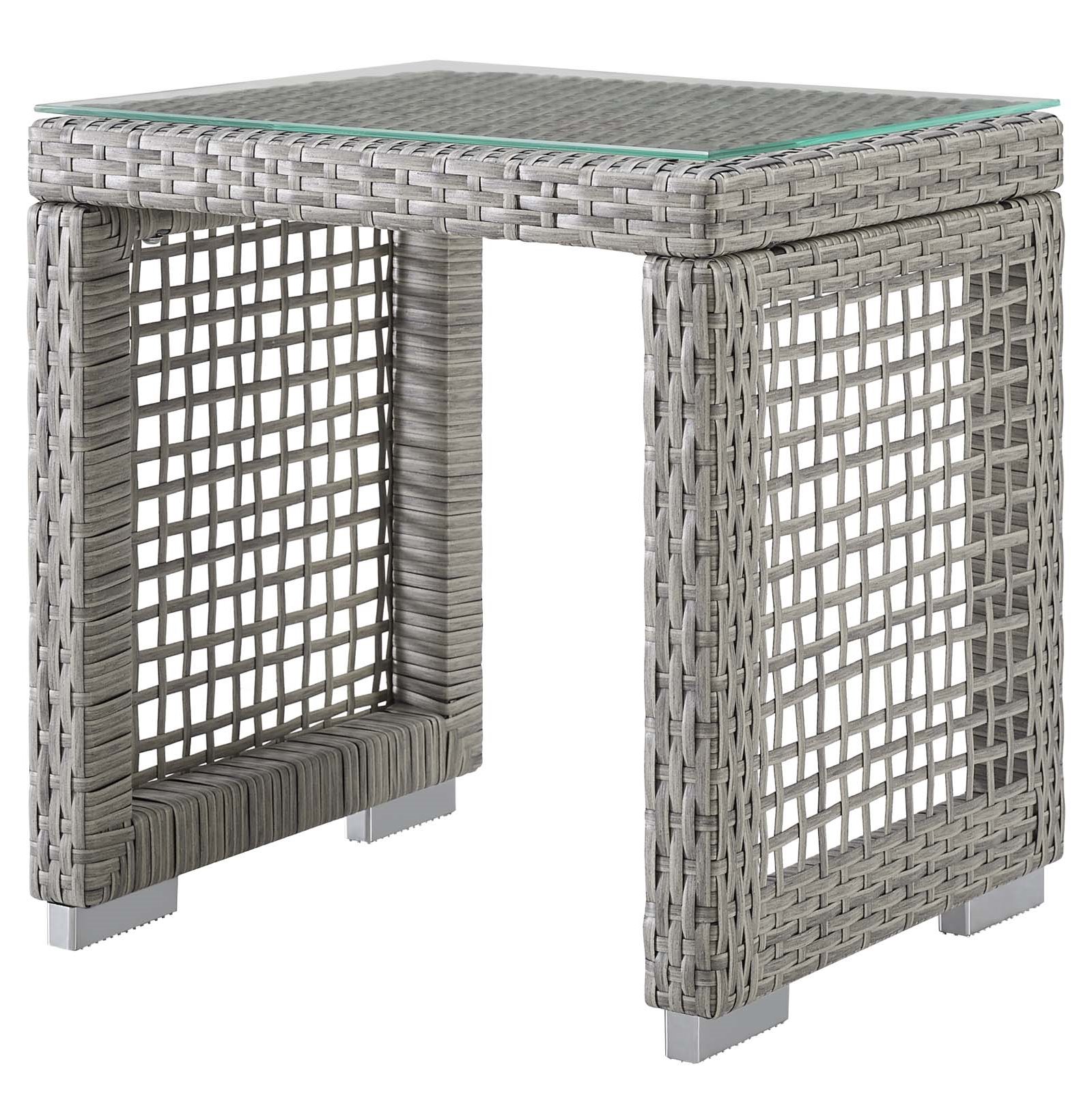 Contemporary Modern Urban Designer Outdoor Patio Balcony Garden Furniture Lounge Chair and Coffee Side Table Set, Rattan Wicker Fabric, Grey Gray - image 5 of 8