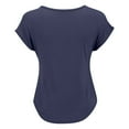 thumbnail image 6 of Women's Pocket V-Neck Tee - Summer Basic Casual T-Shirt, Loose Fit Comfortable Solid Color Top | Yubnlvae (Dark blue | XL), 6 of 9