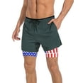 thumbnail image 3 of LRD Men's Workout Shorts with Compression Liner 5 Inch Inseam Charcoal / Stars and Stripes L, 3 of 6