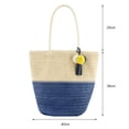 thumbnail image 4 of Bolsa de hombro tejido de paja de playa para mujer, de mano con pompón de dos colores Ndcxsfigh Para Estrenar, 4 of 9