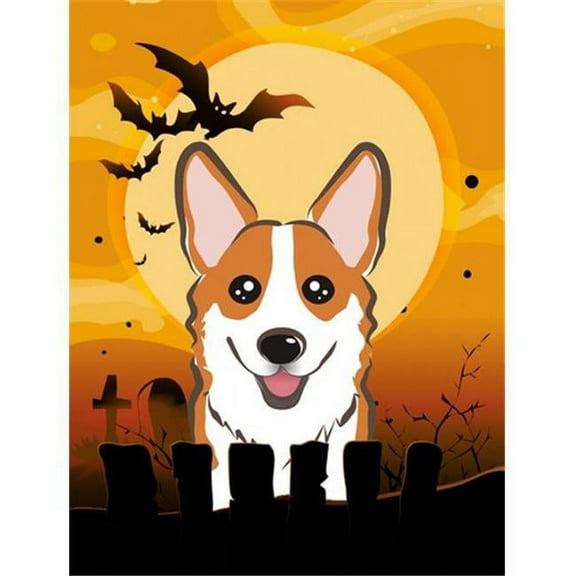Halloween Red Corgi Flag Canvas House Size