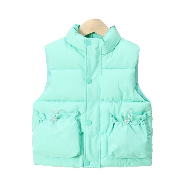 Gibobby Abrigos de invierno para bebés y niñasChaleco de algodón para niños, chaleco de algodón con cuello levantado para otoño e invierno, ropa para niñ(Verde, 9-10 Años)