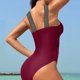 thumbnail image 4 of Trajes de Baño de Bikini de Mujer Patchwork de Malla de Color Sólido Hueco, Traje de Baño de Corte Alto Sexy para el Verano, 4 of 5