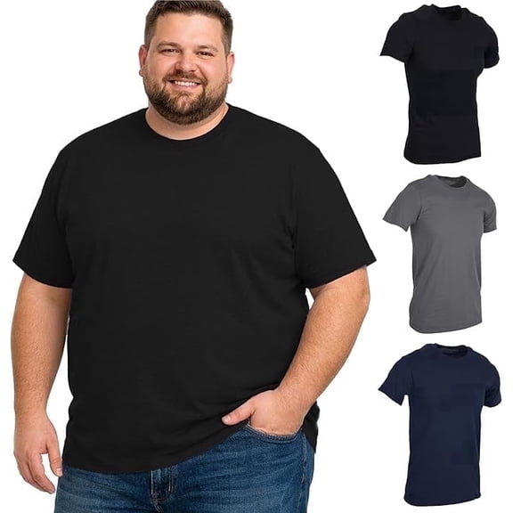 BILLIONHATS 3 Pack of Mens Plus Size Tees Sizes Big & Tall Cotton Tshirt in Assorted Color of T-Shirts 5X-Large