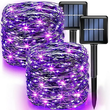 4 Pack Solar Christmas String Lights Outdoor, Total 160 FT 400 LED Copper Wire Outdoor Waterproof Solar String Lights For Patio Yard Tree Wedding Decorations(Purple)