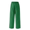 thumbnail image 5 of Hudaneo Girls Linen Pants Wide Leg Pants Elastic Waist Lightweight Flowy Boho Beach Vacation Lounge Trousers, Green 12-13 Years, 5 of 6