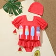 thumbnail image 4 of IBTOM CASTLE Toddler Girl Floatation Swimsuit with 8 Adjustable Buoyancy Baby Float Suit Floating Swimwear Bathing Suit with Cap 18-24 Months Red, 4 of 7