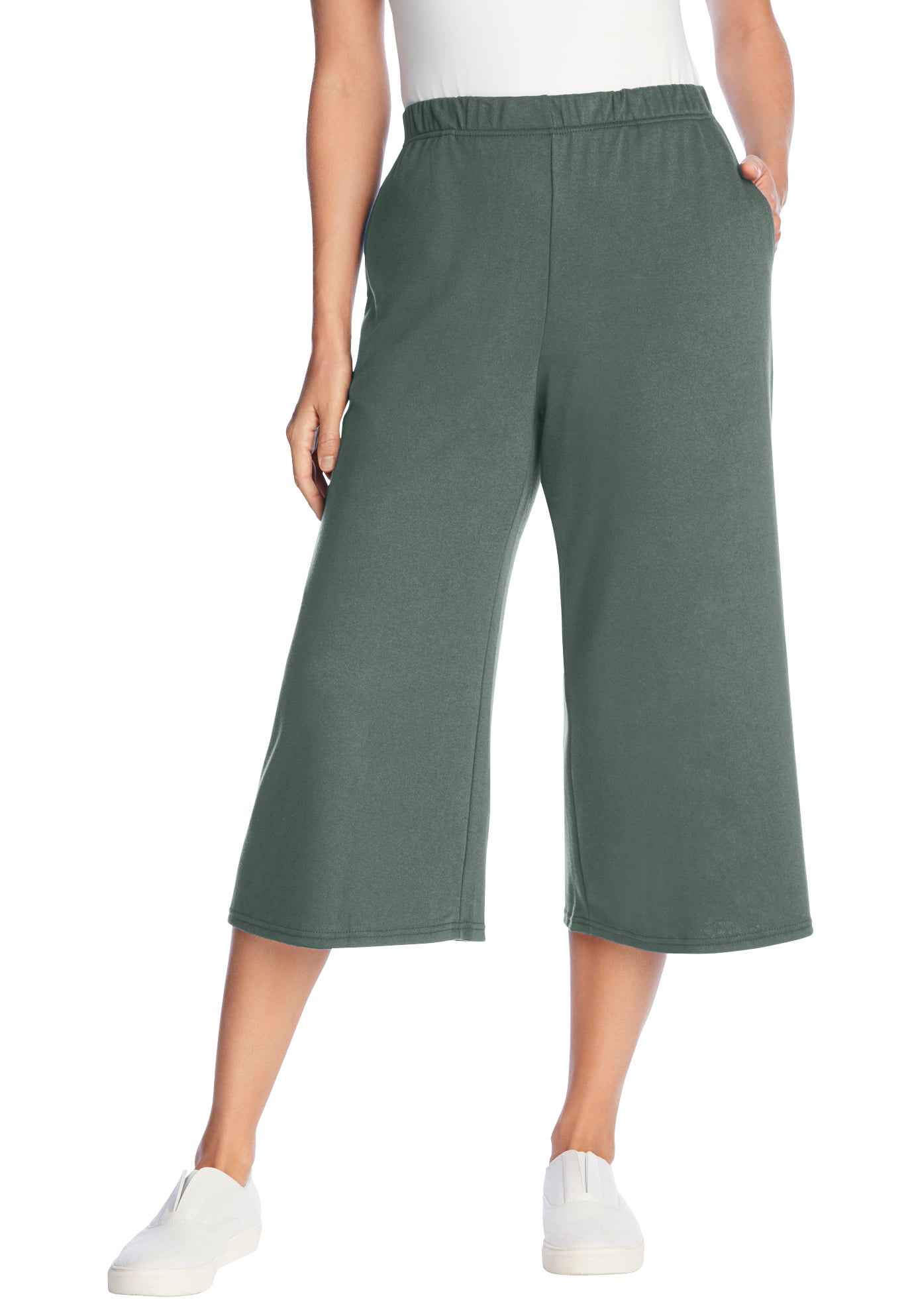 Woman Within Women's Plus Size 7-Day Knit Culotte Pants - Walmart.com