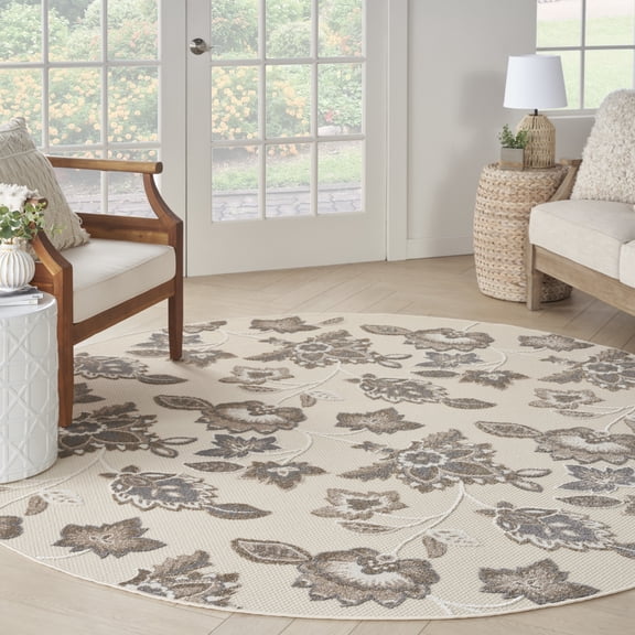 Nourison Aloha Indoor/Outdoor Beige 7’10” x Round Area Rug (8 Round)