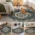 thumbnail image 6 of 8ft Round Rug, Green Boho Non-Skid Rubber Backing Large Area Rugs - Living Room Bedroom Home Office, Vintage Southwestern Geometric Abstract Indoor Floor Mat Carpets Washable Rug, 6 of 9