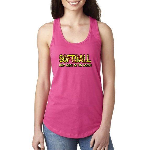 MmF - Women's Racerback Tank Top, up to Women Size 2XL - Softball Play Hard or Go Home