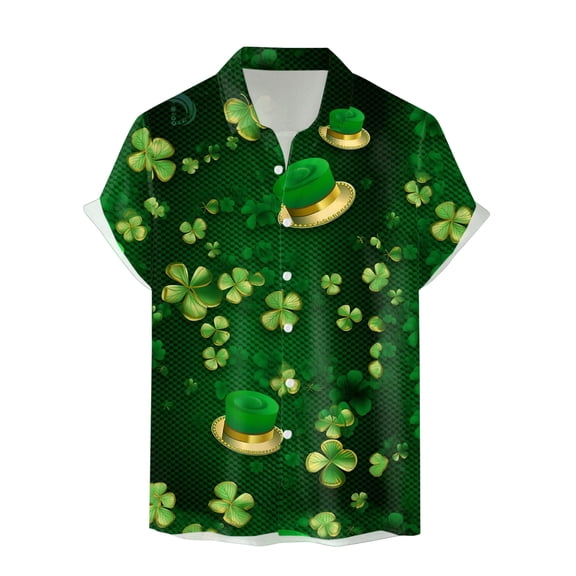 Mens Polos Shirts St. Patricks'S Day Short Sleeve 3D Printing Hawaii Compression Shirt Men,GN7,XL