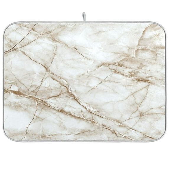 Dish Drying Mat for Kitchen Counter | Reversible, Super Absorbent & Hanging | 16x18 / 18x24 Inch (S/M),The Brown Marble