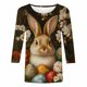 thumbnail image 2 of TaTaai Women Easter Themed Print 3/4 Sleeve Crew Neck T-Shirt Casual Pullover Top Ladies Spring Outdoor Gathering Wear Soft Breathable Non-See-Through No Fading Stylish Top Gift, 2 of 5
