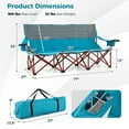 thumbnail image 3 of Costway Oversized 3 Person Camping Chair Portable Folding Camp Couch with Adjustable Armrests Blue, 3 of 10
