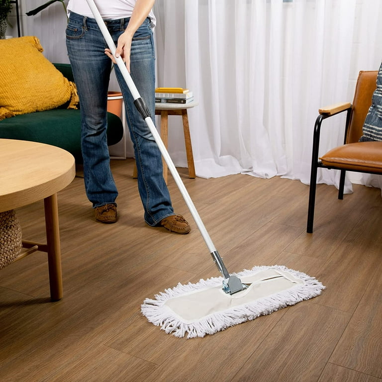 Tidy Tools Industrial Dust Mop for Floor Cleaning, Floor Mop Extendable  Metal Handle, 30 Inch Cotton Head, White