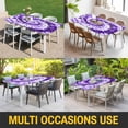 thumbnail image 5 of Purple Ombre Table Cloths for 8 Foot Rectangle Tables, Modern Abstract Tie Dye Painting Art Patio Waterproof Elastic Fitted Tablecloths, Washable Rectangular Table Cover for Camping, 5 of 8