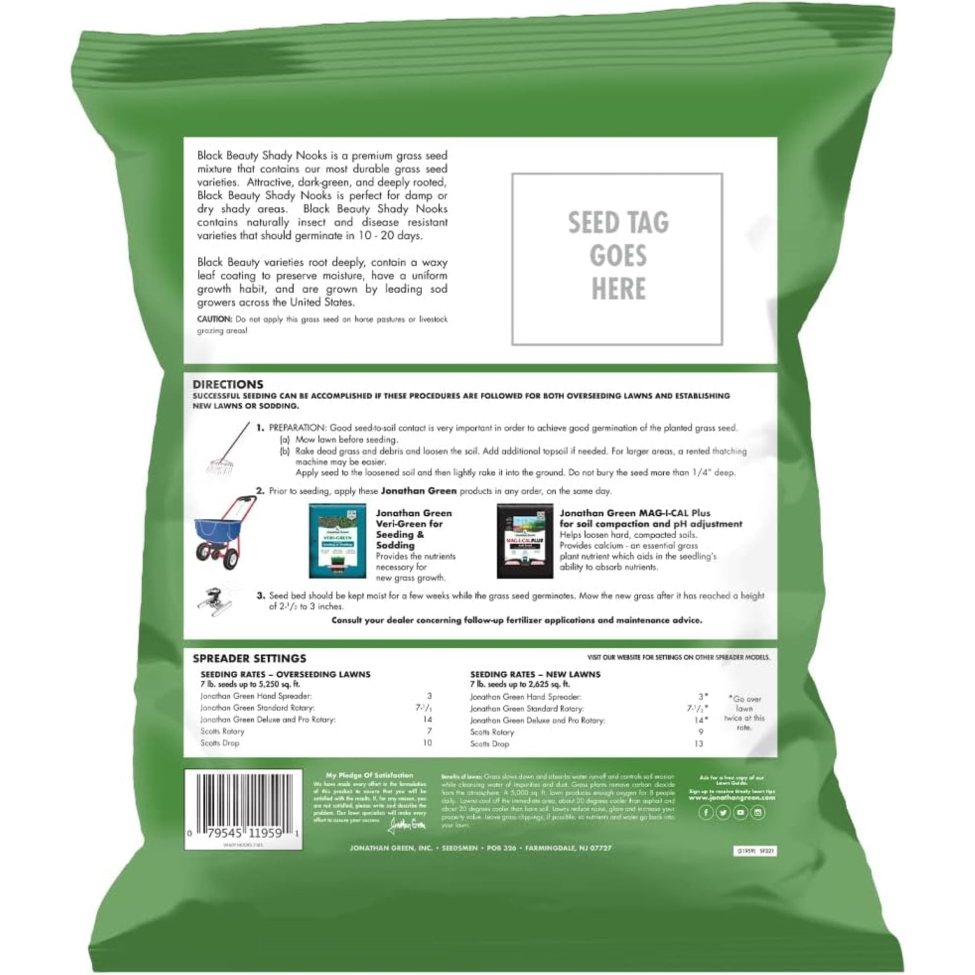 Jonathan Green (#11959) Black Beauty Shady Nooks Grass Seed - 7# bag