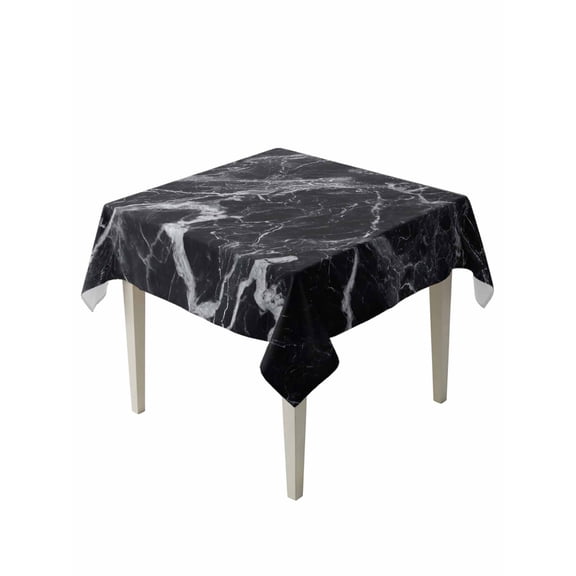 Black Marble Table Cloth, Waterproof Tablecloth for Square Tables, Vintage Minimalism White Abstract Texture Reusable Washable Fabric Table Cover for Restaurant Kitchen Dining Tables 60"x60"
