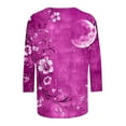 thumbnail image 4 of Patlollav Womens Independence Day Tops Casual 3/4 Sleeve Shirts Crew Neck Loose Casual Blouses Floral Print Tshirts, 4 of 6