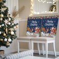 thumbnail image 3 of Merry Christmas Chair Covers Set of 1 Santa Claus Reindeer Snowing Xmas Star Navy Blue Chair Back Covers Stretch Removable Washable Slipcovers Protector for Dining Room Kitchen Party Decor, 3 of 5