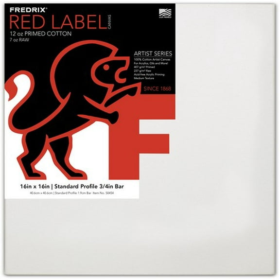 Fredrix Red Label Cotton Canvas - 16" x 16", 3/4" Profile