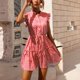 thumbnail image 4 of Vestido estampado de verano para mujer Vestido ajustado de manga corta con cuello en V Vestido de playa Vestido de sol Vestido midi fluido con volantes Fridja  hjkh7030, 4 of 5