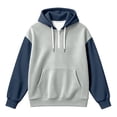 thumbnail image 4 of Rhuody Men Winter Hoodies O Neck Color Match Long Sleeve Sweatshirts Pullover Sweatshirt With Pocket 4Xl Light Gray1, 4 of 4