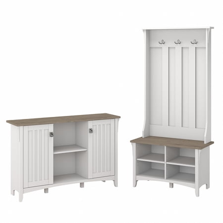 Bush Furniture Salinas Entryway Storage Set Shiplap Gray & Pure White