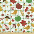 thumbnail image 2 of Ambesonne Animal Theme Fabric by the Yard Upholstery, Fall Leaves Flowers, 1 Yard, White Dark Pink and Marigold, 2 of 5