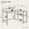 thumbnail image 5 of Bestier 42'' L-Shaped Gaming Desk: Power Outlets, LED Light, Reversible Shelves, Headset Hooks & USB Charging - Carbon Fiber White, 5 of 8