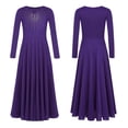 thumbnail image 6 of Zaldita Kids Girls Praise Dance Dress Long Sleeve Liturgical Lyrical Robe Worship Church Maxi Swing Skirt Dancewear Purple 12, 6 of 7