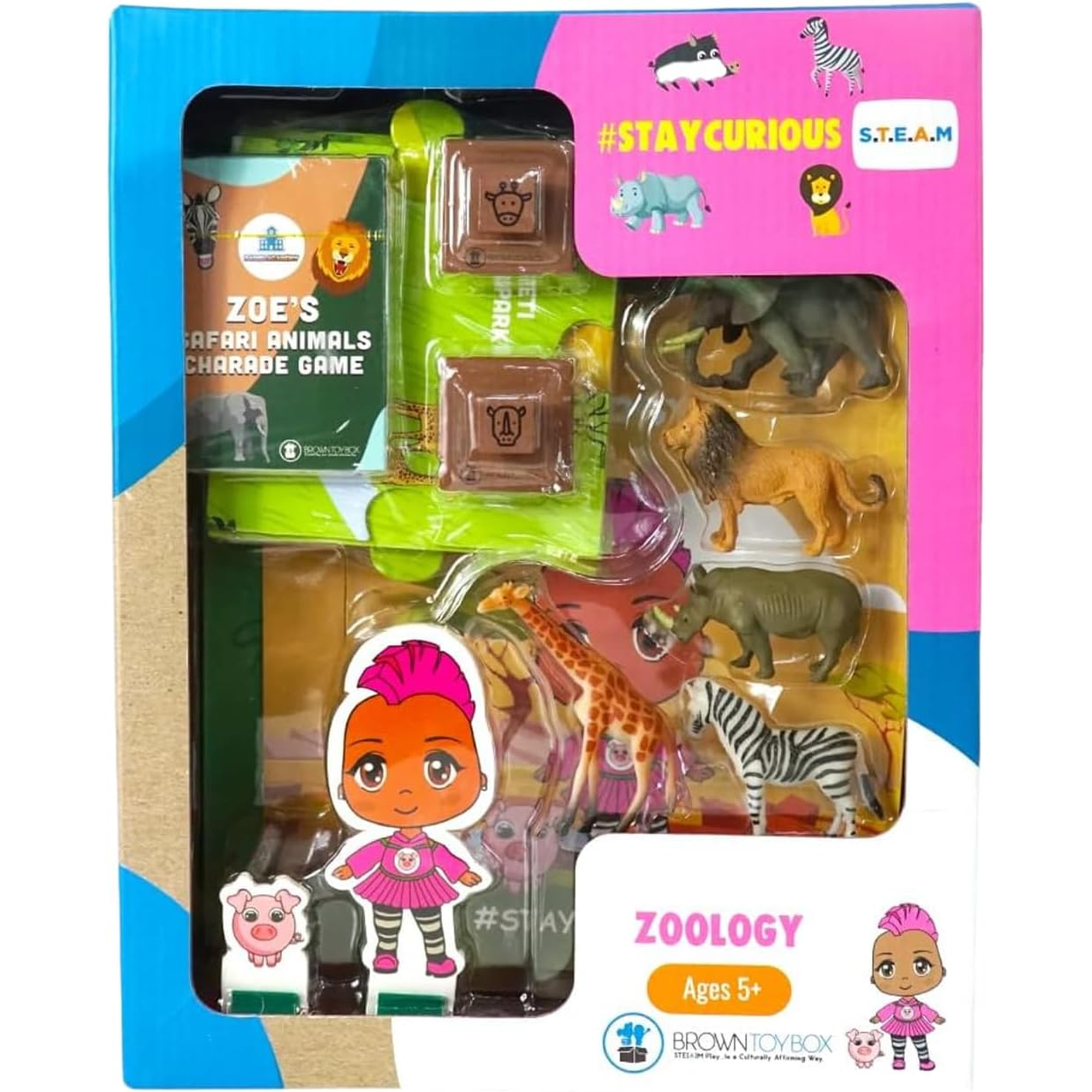 Brown Toy Box Dadisi Academy Crew Zoology STEAM Kit, STEM Learning Activity Set for Kids Ages 5+, Animal Science Educational Toy