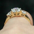 thumbnail image 3 of Forever Jewels 2Ct Round Moissanite Women Three Stone Engagement Ring 14K Yellow Gold Plated, 3 of 4