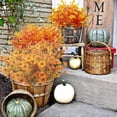 thumbnail image 5 of 10 Bundles Artificial Fall Plants Fake Boston Fern UV Resistant Greenery Shrubs Outdoor Indoor Thanksgiving Porch Garden Decoration (Fall Orange), 5 of 5