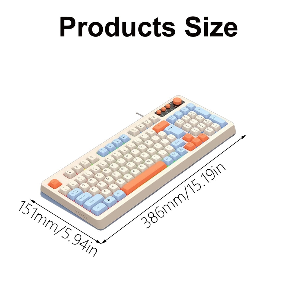 98Key Wire Gaming Keyboard with ARGB Effects, Ergonomic Keyboard, Comfortable Keycaps for Gaming and Use