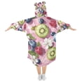 thumbnail image 2 of FORMRS Wearable Blanket Hoodie with Sleeves for Kids Cozy Flannel Sweatshirt, Pink Blueberries, 2 of 7