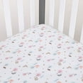 thumbnail image 3 of Carters Girl Woodland Pink, Aqua, Grey and White Super Soft Fitted Mini Crib Sheet, Woodland Single, 3 of 3