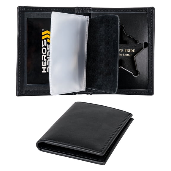 Hero’s Pride Deluxe Bi-Fold Wallet with Recessed Cutout – Fits 5 Point Star Badge with Balls