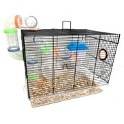 2-Levels Hamster Home Mouse Habitat Rodent Gerbil Mice Rat Wire Cage With Full Set of Accessories