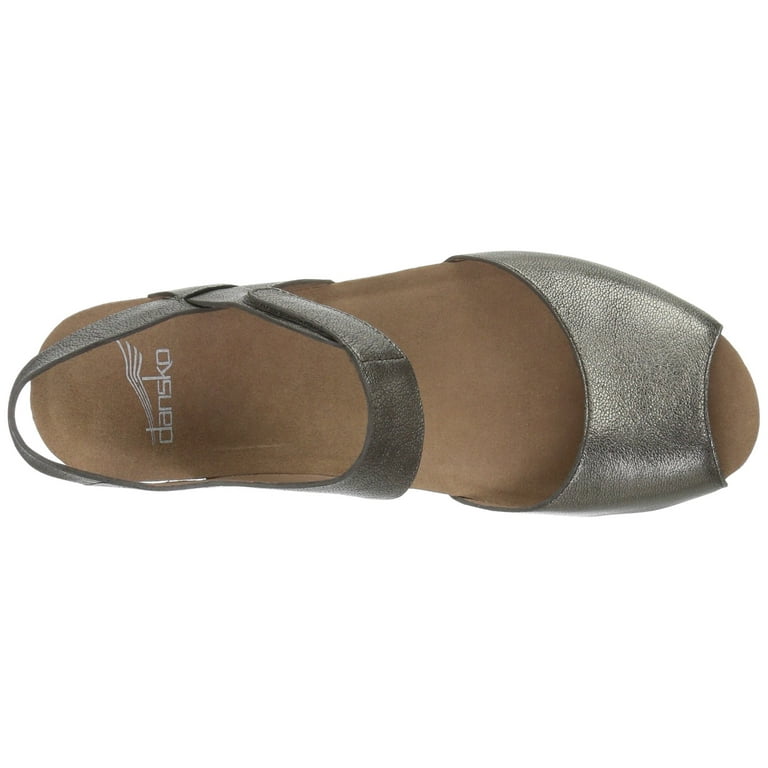 dansko women s vera flat sandal pewter nappa 38 m eu 7.5 8 us
